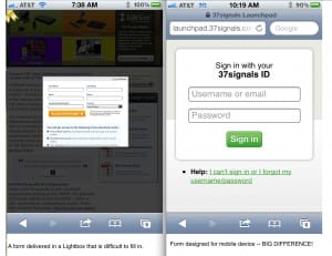 compare a lead generation form on mobile